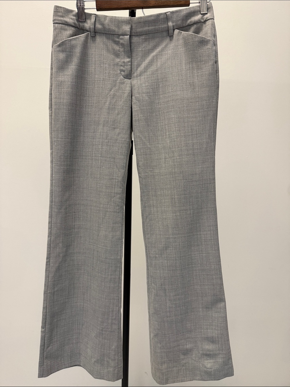 Express Editor Mid-Rise Flare Trousers Light Gray - Size 4S